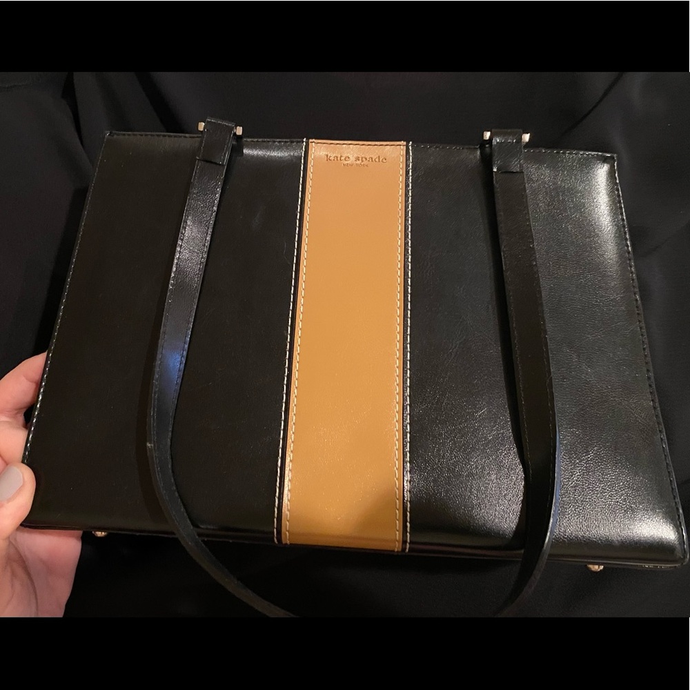 Kate Spade Satchel & Wallet - Black/Tan Leather Bag with large trifold Wallet